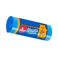 Мешки для мусора 20 л, синие, в рулоне 30 шт., ПНД, 8 мкм, 500х400 мм, Comfort, М0017 (МН 20-30с) в Санкт-Петербурге