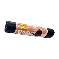 Мешки для мусора 120 л, с завязками, черные, в рулоне 10 шт., ПНД, 16 мкм, 1100х700 мм, Крепак, 4607075710320 в Санкт-Петербурге