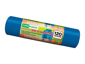 Мешки для мусора 120 л, синие, в рулоне 10 шт., ПНД, 14 мкм, 1100х700 мм, EXTRA, ex1201802 в Санкт-Петербурге