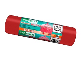 Мешки для мусора 120 л, красные, в рулоне 10 шт., ПНД, 14 мкм, 1100х700 мм, EXTRA, ex1201805 в Санкт-Петербурге