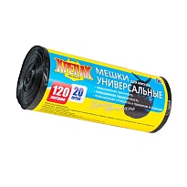 Мешки для мусора 120 л, черные, в рулоне 20 шт., ПНД, 15 мкм, 1100х700 мм, Крепак, 4607075710207 в Санкт-Петербурге