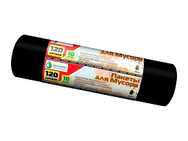 Мешки для мусора 120 л, черные, в рулоне 10 шт., ПНД, 12 мкм, 1100х700 мм, MIRPACK Classik, 1201011 в Санкт-Петербурге