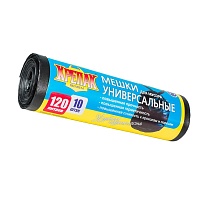 Мешки для мусора 120 л, черные, в рулоне 10 шт., ПНД, 15 мкм, 1100х700 мм, Крепак, 4607075710214 в Санкт-Петербурге