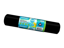 Мешки для мусора 240 л, черные, в рулоне 10 шт., ПВД 80 мкм, 1300х930 мм, EXPORT, exp 24010167 в Санкт-Петербурге