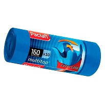 Мешки для мусора 160 л, с ушками, синие, в рулоне 10 шт., ПВД, 30 мкм, 1250х900 мм, PACLAN Multitop, 604064 в Санкт-Петербурге