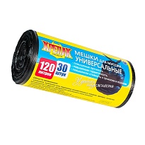 Мешки для мусора 120 л, черные, в рулоне 30 шт., ПНД, 15 мкм, 1100х700 мм, Крепак, 4607075710122 в Санкт-Петербурге