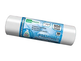 Мешки для мусора 300 л, белые, в рулоне 10 шт., ПВД 70 мкм, 1400х1000 мм, PREMIUM+, 300101602 в Санкт-Петербурге