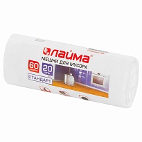 Мешки для мусора 60 л, белые, в рулоне 20 шт., ПНД, 7 мкм, 680х580 мм, LAIMA, 605539 в Санкт-Петербурге