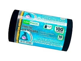 Мешки для мусора 100 л, черные, в рулоне 10 шт., ПВД, 70 мкм, 1000х600 мм, PREMIUM+, 1001076 в Санкт-Петербурге