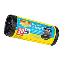 Мешки для мусора 20 л, черные, в рулоне 30 шт., ПНД, 10 мкм, 550х440 мм, Крепак, 4607075710092 в Санкт-Петербурге