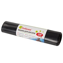 Мешки для мусора 240 л, черные, в рулоне 5 шт., ПВД 30 мкм, 1300х900 мм, Любаша, 605338 в Санкт-Петербурге